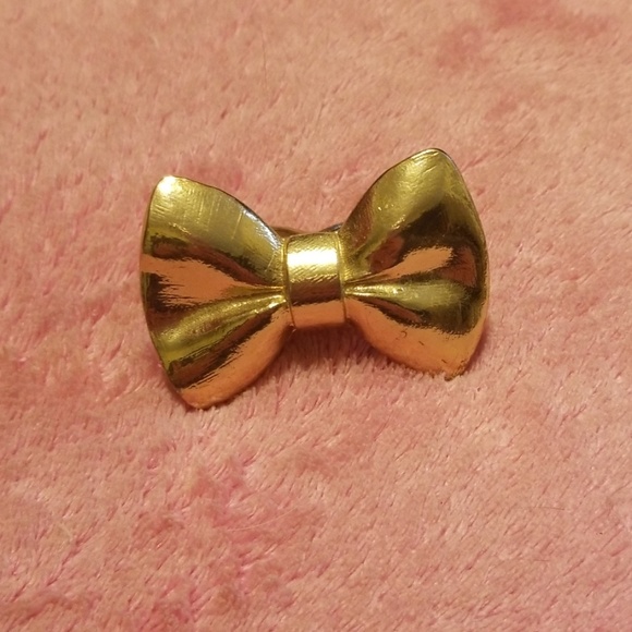 Cute Gold bow 2 finger ring - Picture 1 of 2